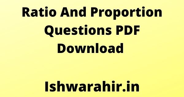Ratio And Proportion Questions PDF