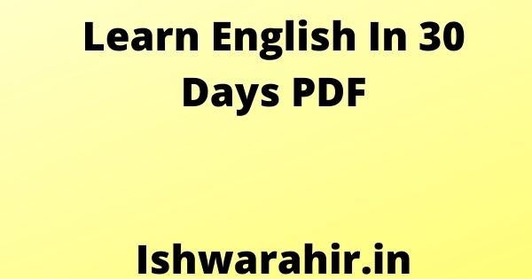 Learn English In 30 Days PDF