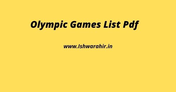 Olympic Games List Pdf
