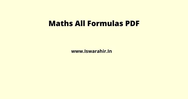 Maths All Formulas PDF