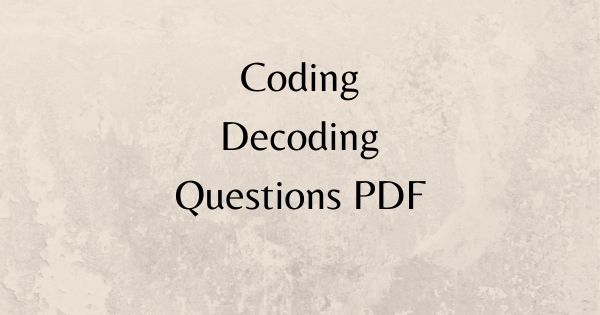 Coding Decoding Questions PDF