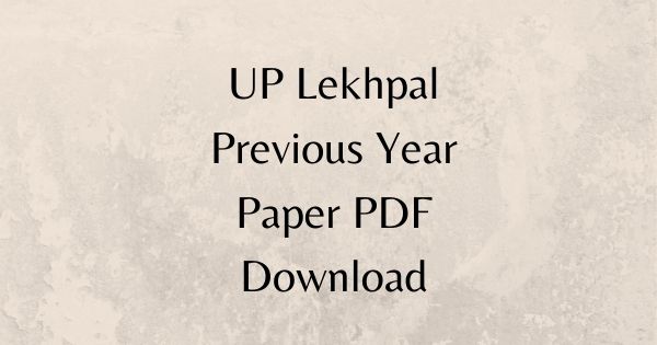 UP Lekhpal Previous Year Paper PDF